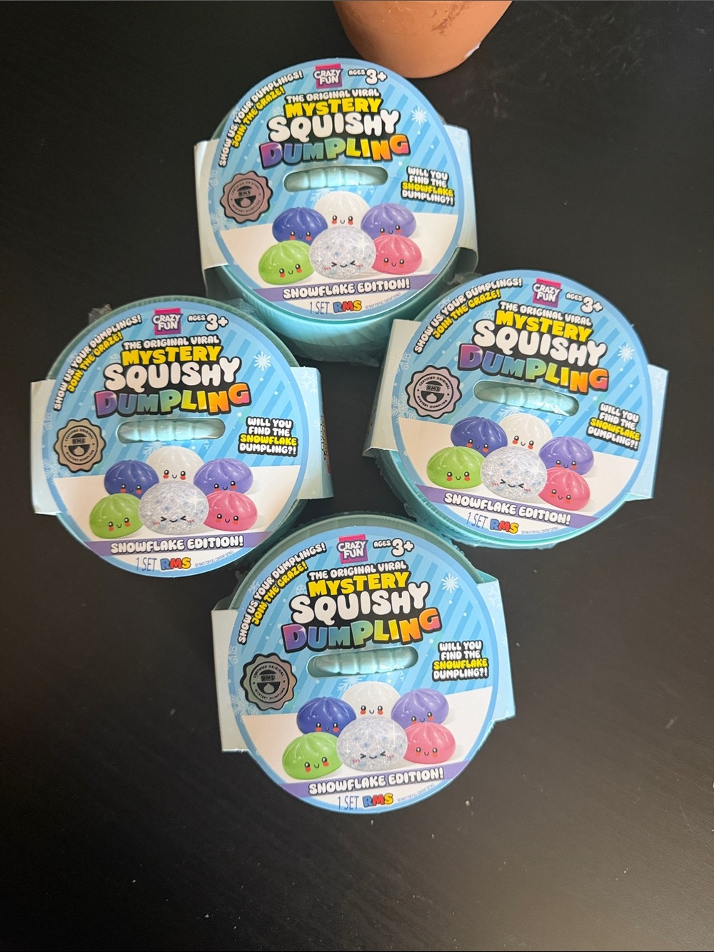 FOUR 4 Mystery Squishy Dumpling Snowflake Edition - All sealed